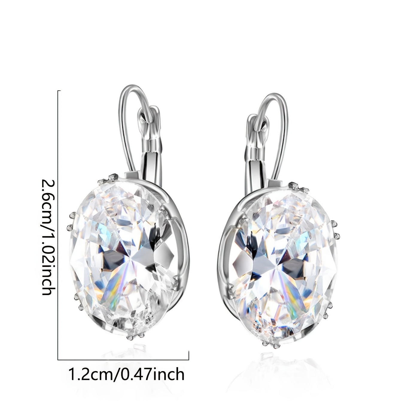Women's Plated Cubic Synthetic Zirconia Oval Earrings